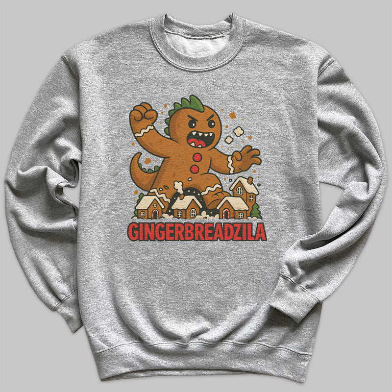 Gingerbreadzilla - Christmas Jumper Sweatshirt - Adult & Kids - All Sizes