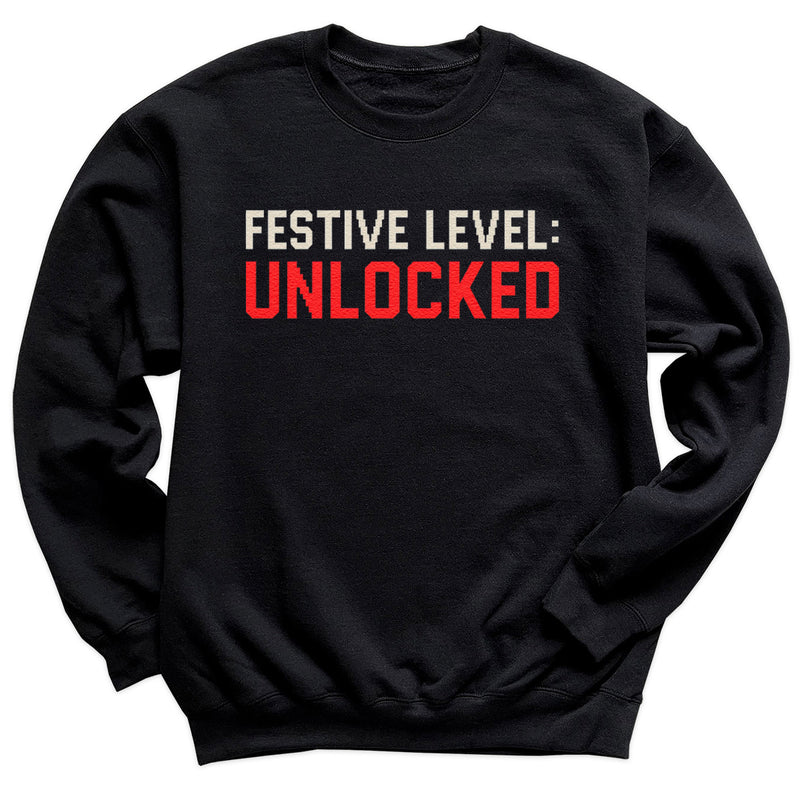 Festive Level Unlocked - Christmas Jumper Sweatshirt - Adult & Kids - All Sizes