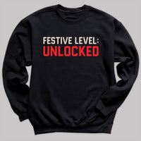 Festive Level Unlocked - Christmas Jumper Sweatshirt - Adult & Kids - All Sizes