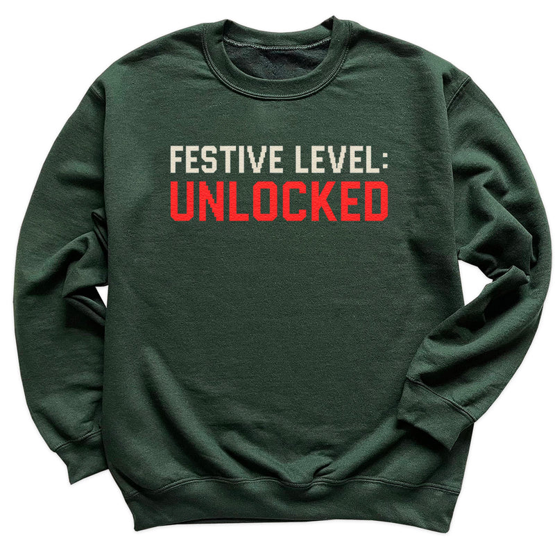 Festive Level Unlocked - Christmas Jumper Sweatshirt - Adult & Kids - All Sizes
