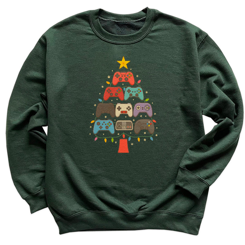Gamer Christmas Tree - Christmas Jumper Sweatshirt - Adult & Kids - All Sizes