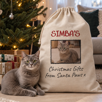 Personalised Cat Photo & Name Christmas Gifts From Santa Paws - Christmas Santa Sack