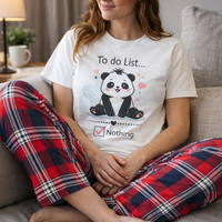 To Do List Nothing Panda - Pyjamas - Top & Tartan PJ Bottoms - (Sold Separately)