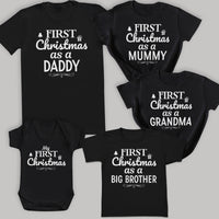 First Christmas As A... - Family Matching For The Whole Family Christmas Tops - Adult, Kids & Baby - (Sold Separately)