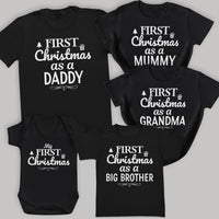 First Christmas As A... - Family Matching For The Whole Family Christmas Tops - Adult, Kids & Baby - (Sold Separately)