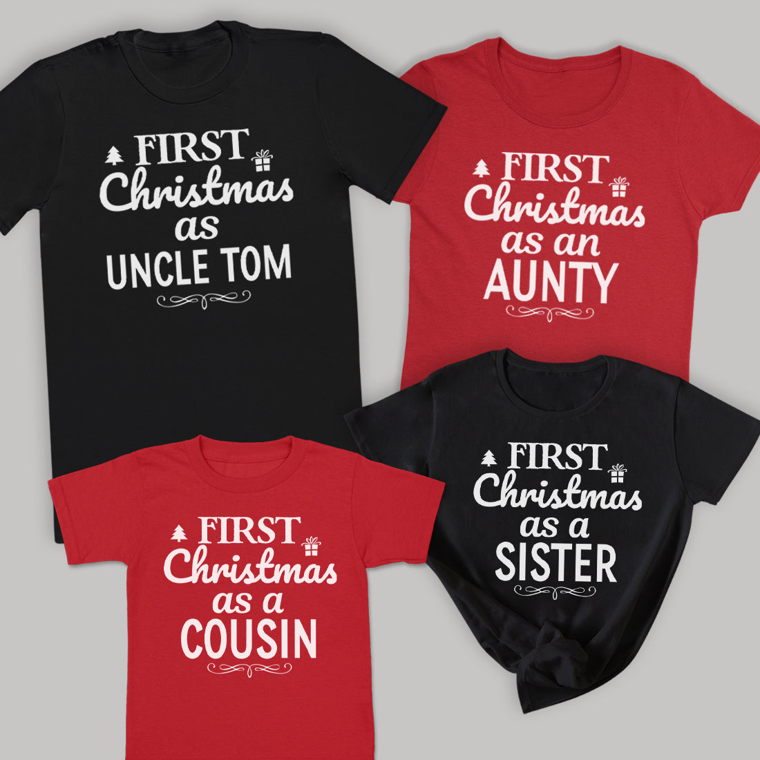 First Christmas As A... - Family Matching For The Whole Family Christmas Tops - Adult, Kids & Baby - (Sold Separately)