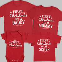 First Christmas As A... - Family Matching For The Whole Family Christmas Tops - Adult, Kids & Baby - (Sold Separately)