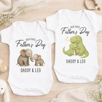 PERSONALISED Our First Father's Day - Choice of 12 Animal Designs - Baby Bodysuit