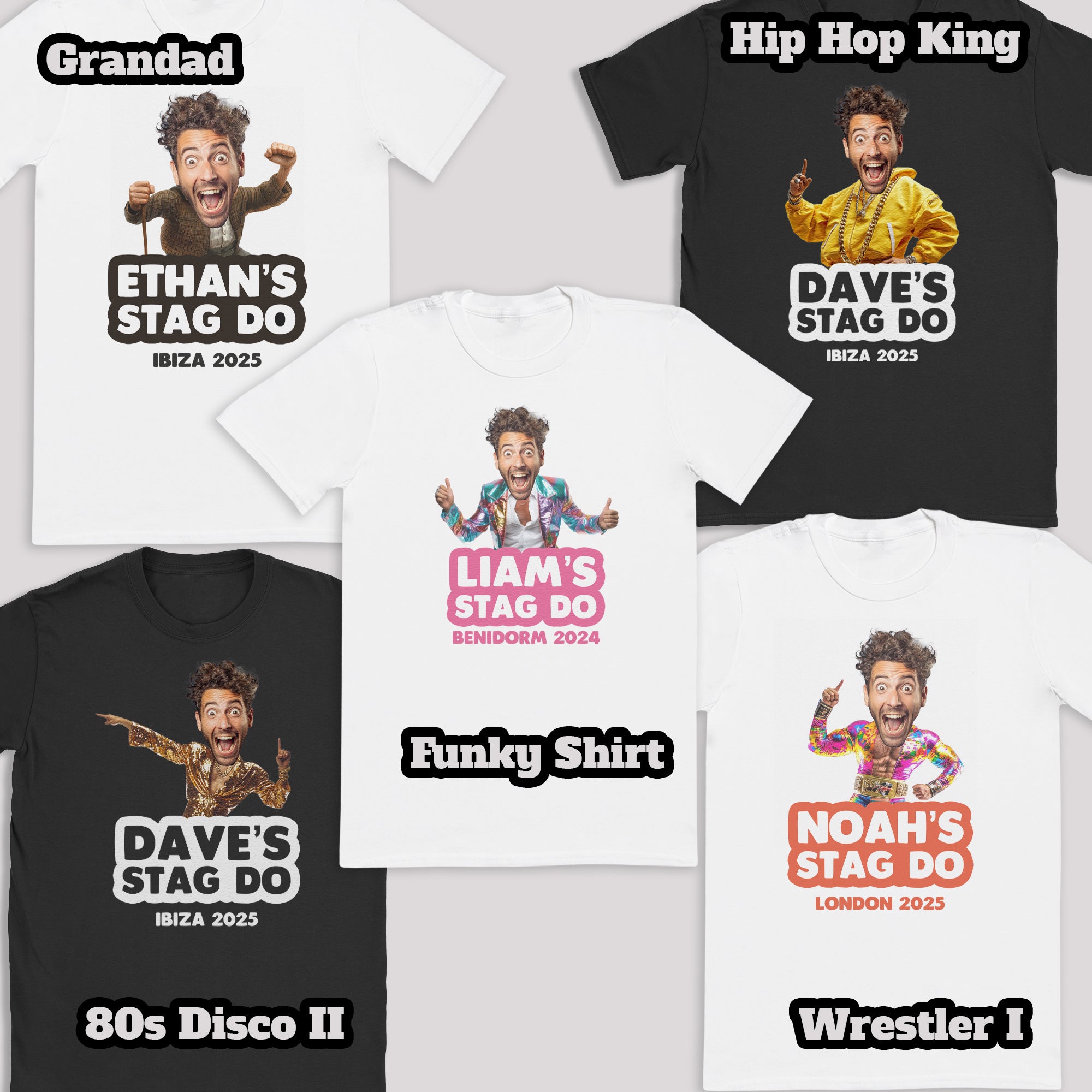 PERSONALISED Photo Face & Rhinestone Cowboy Body with Wording