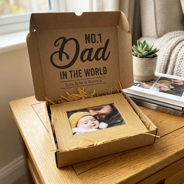 Personalisierter Holz-Bilderrahmen mit Foto „Nr. 1 Papa der Welt“