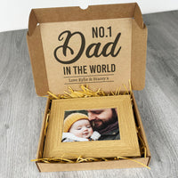 PERSONALISED No.1 Dad In The World Wooden Photo Frame with Photo