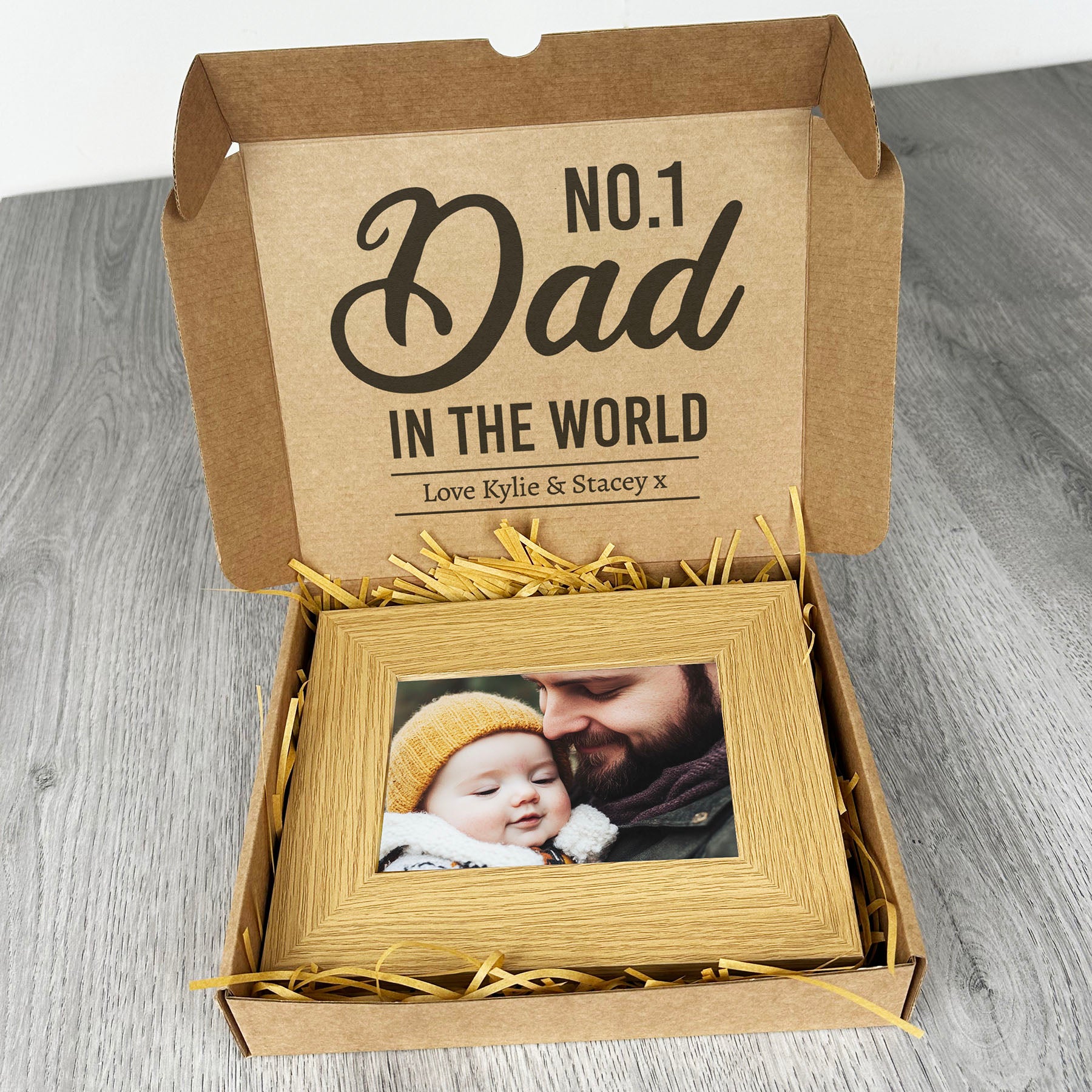 PERSONALISED No.1 Dad In The World Wooden Photo Frame with Photo