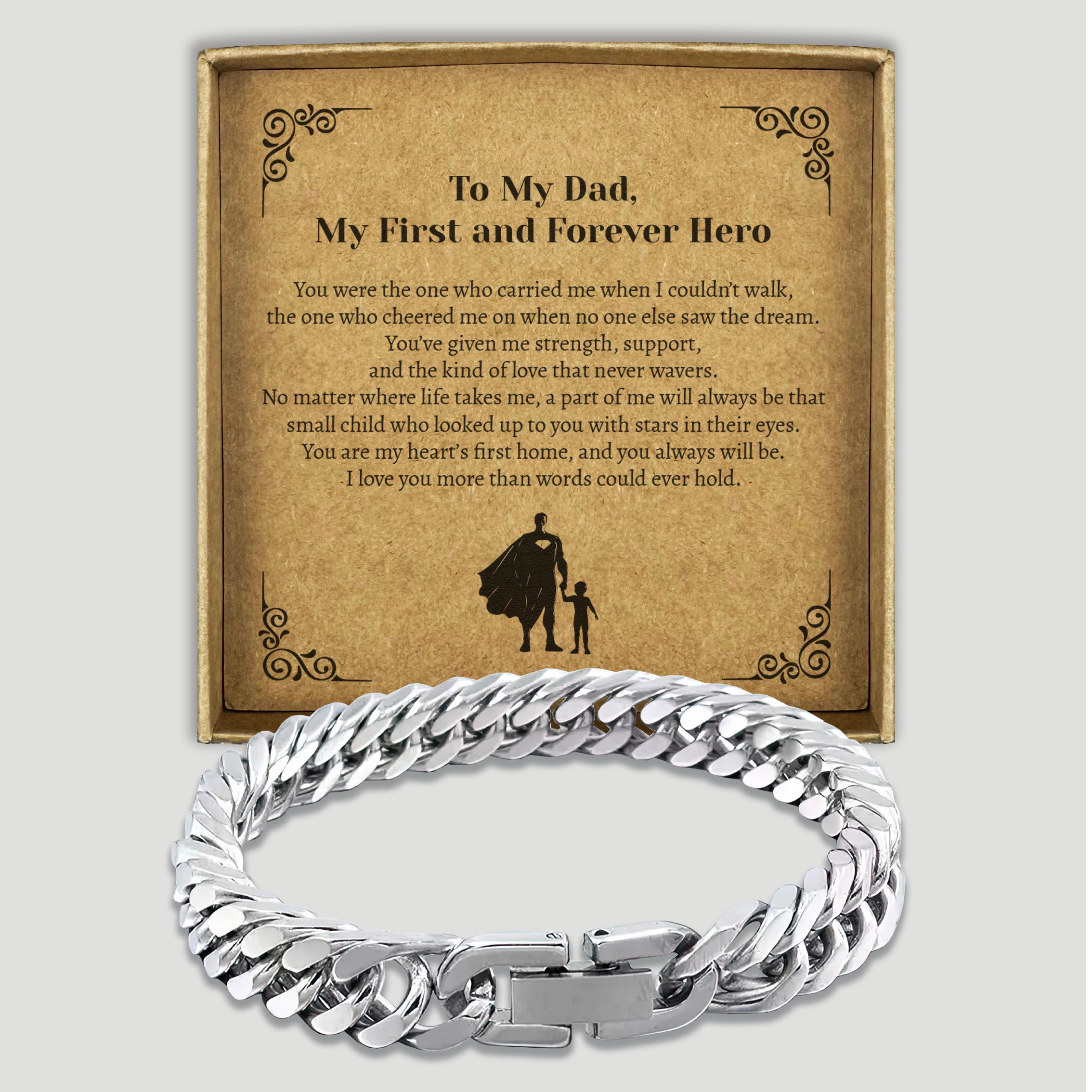 To My Dad, My First and Forever Hero - Choice of 4 Bracelets - Jewelry Gifts for Dad
