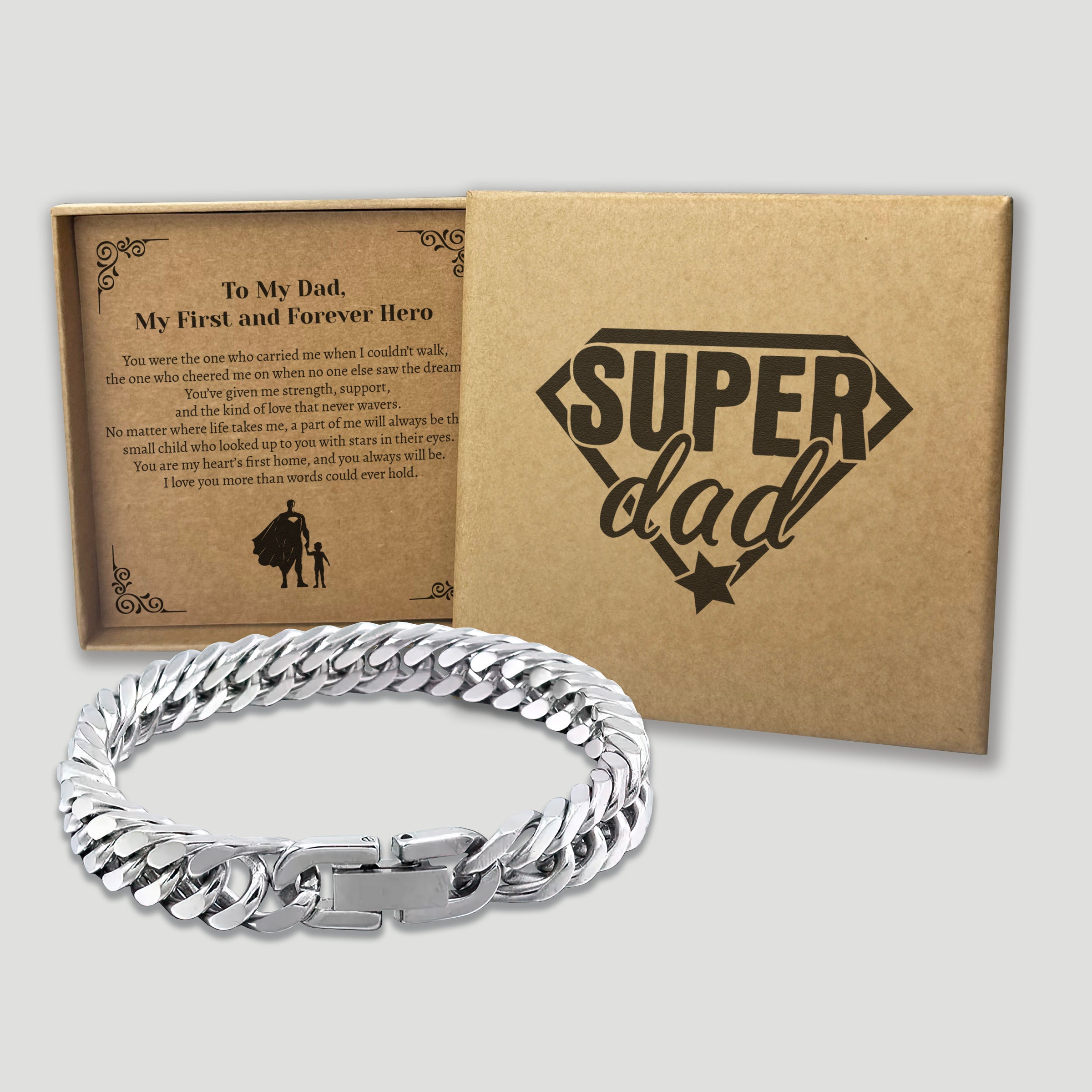 To My Dad, My First and Forever Hero - Choice of 4 Bracelets - Jewelry Gifts for Dad