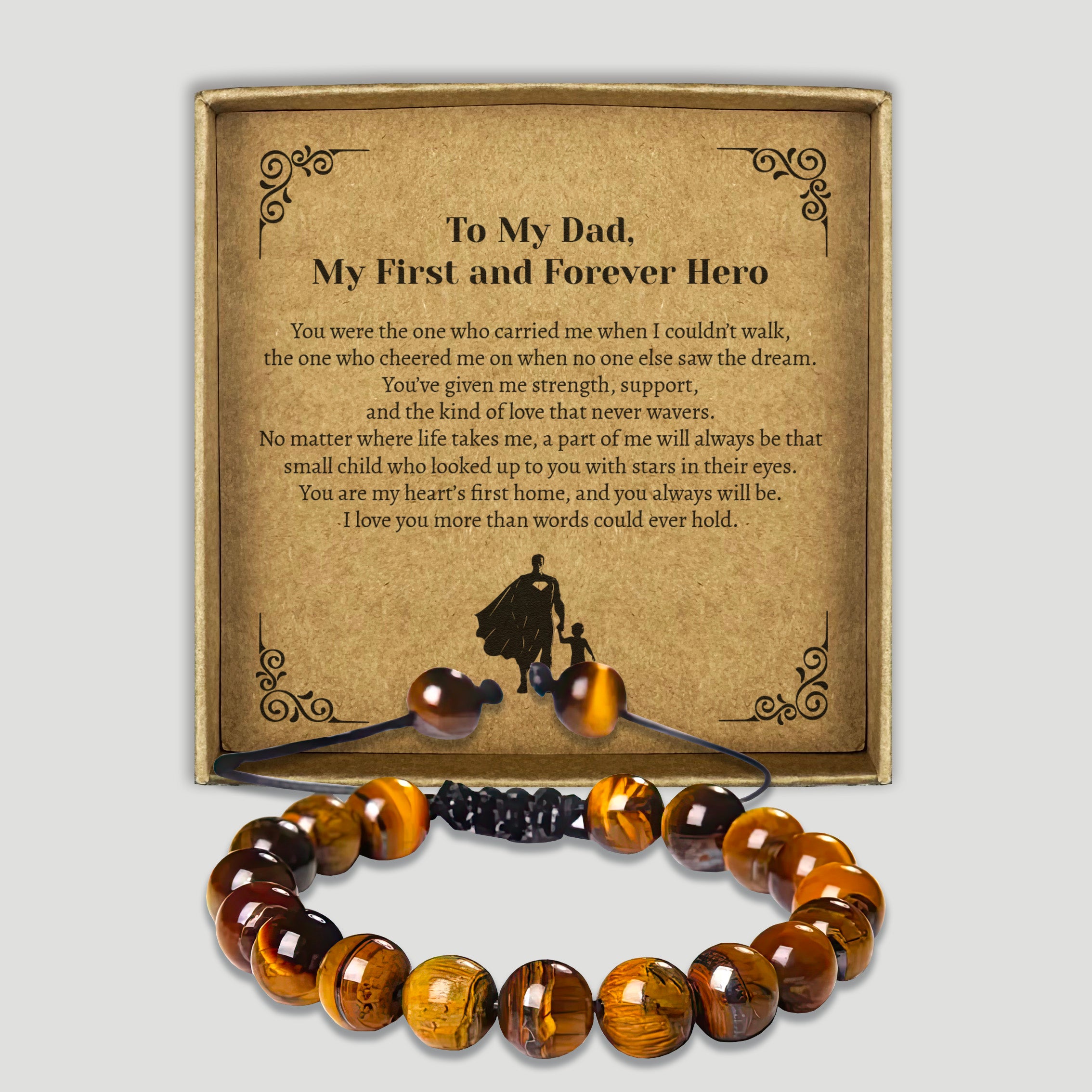 To My Dad, My First and Forever Hero - Choice of 4 Bracelets - Jewelry Gifts for Dad