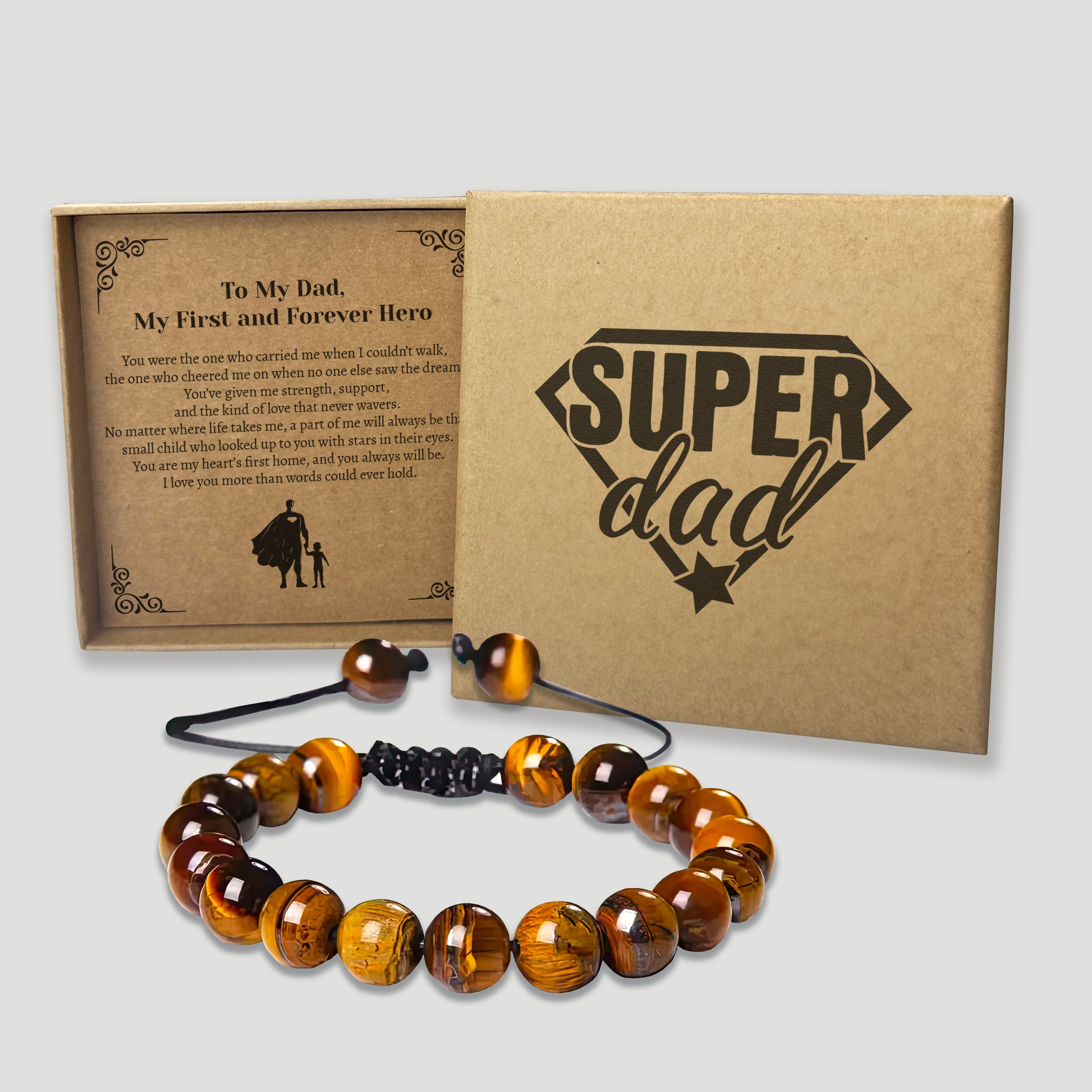 To My Dad, My First and Forever Hero - Choice of 4 Bracelets - Jewelry Gifts for Dad