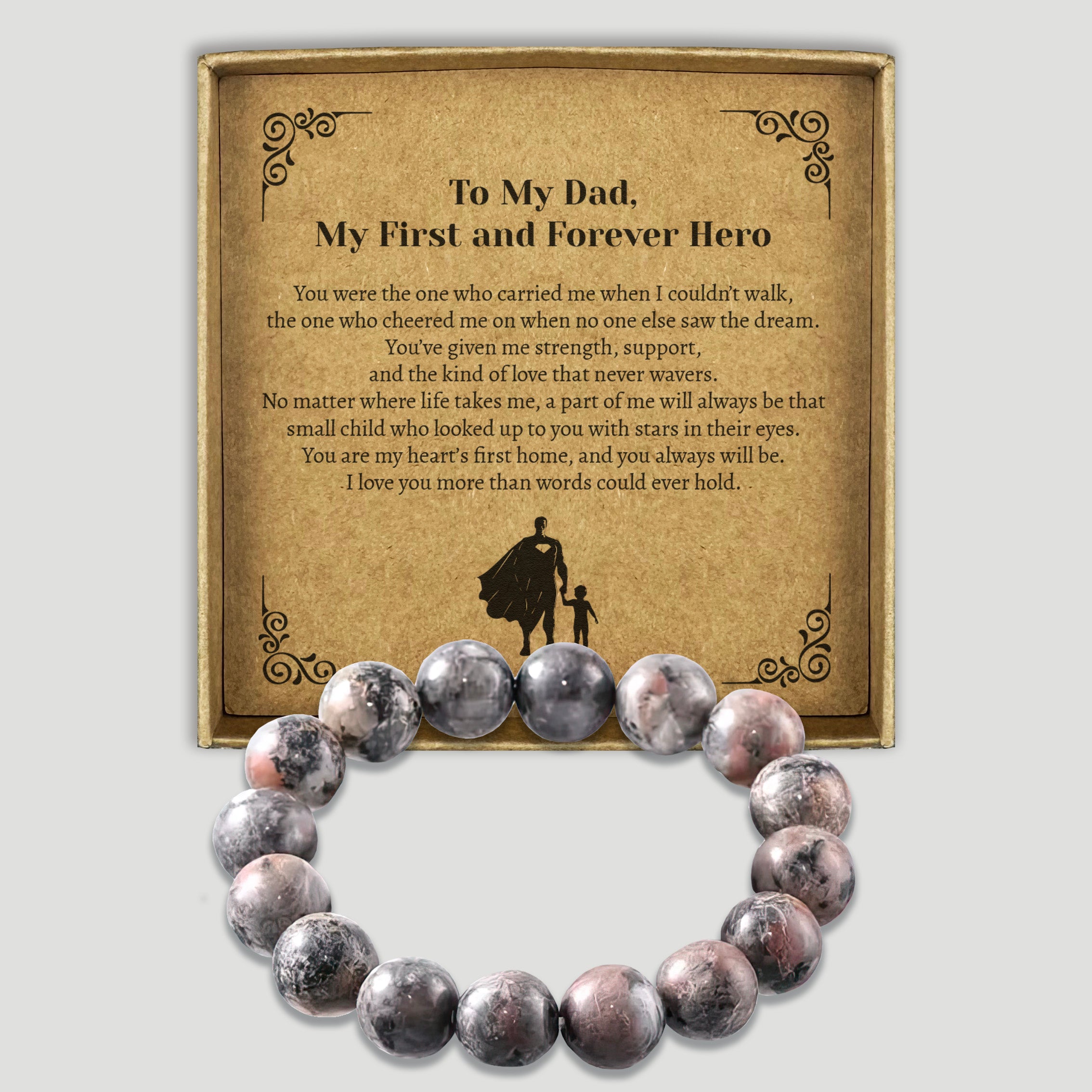 To My Dad, My First and Forever Hero - Choice of 4 Bracelets - Jewelry Gifts for Dad