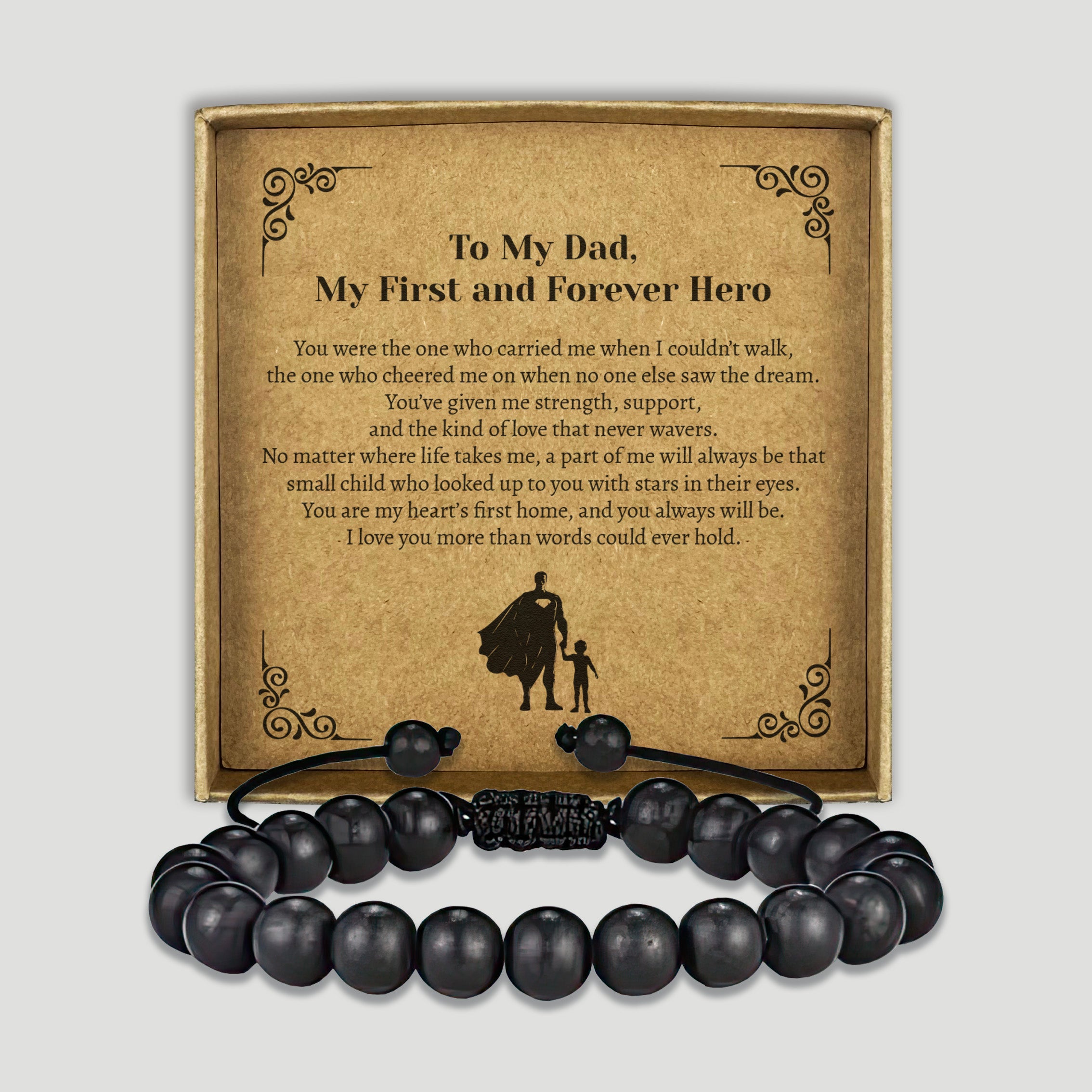 To My Dad, My First and Forever Hero - Choice of 4 Bracelets - Jewelry Gifts for Dad