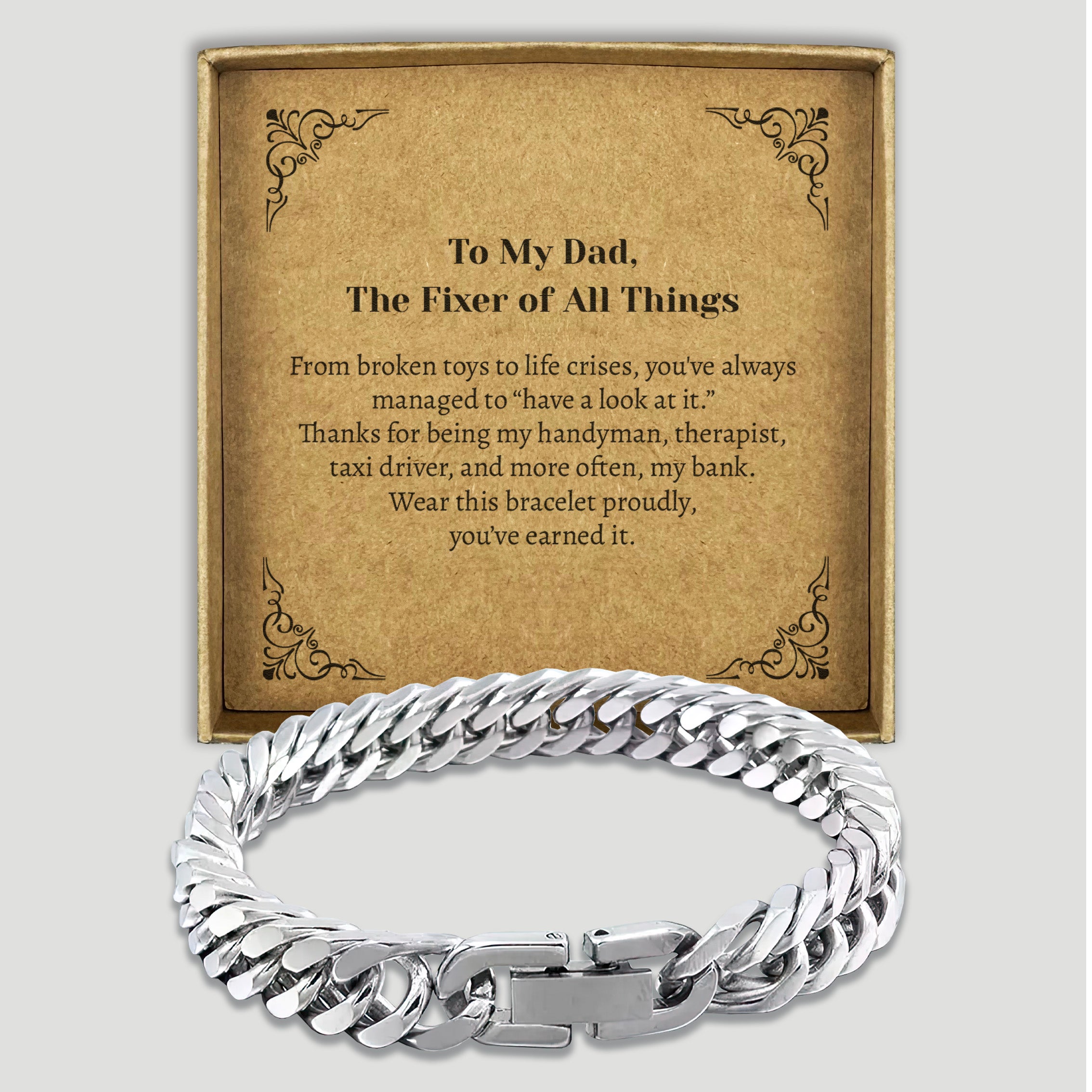 PERSONALISED To My Dad, Fixer Of All Things - Choice of 4 Bracelets - Jewelry Gifts for Dad