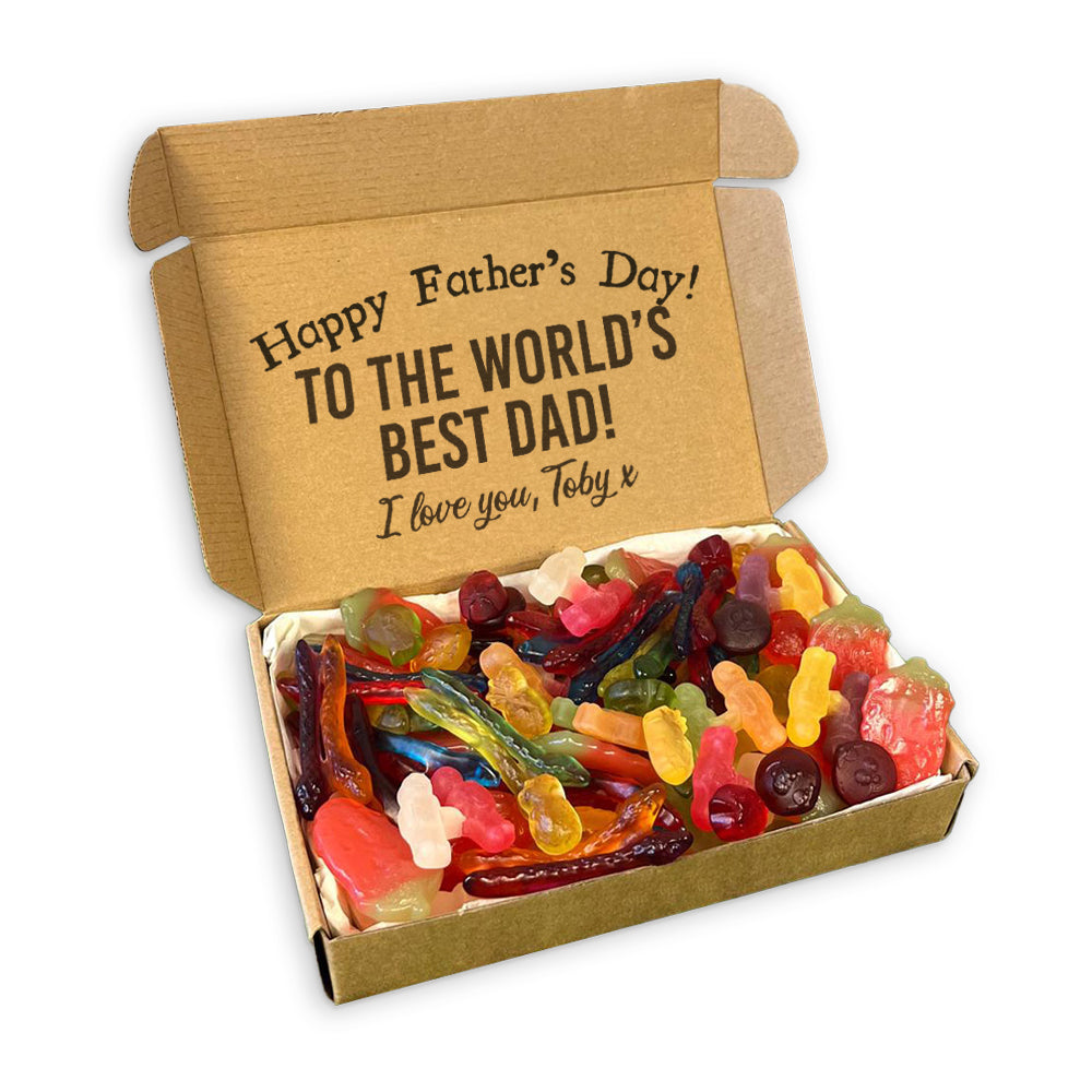 PERSONALISED Happy Father's Day To The Worlds Best Dad - Jelly & Fizzy Sweet Box