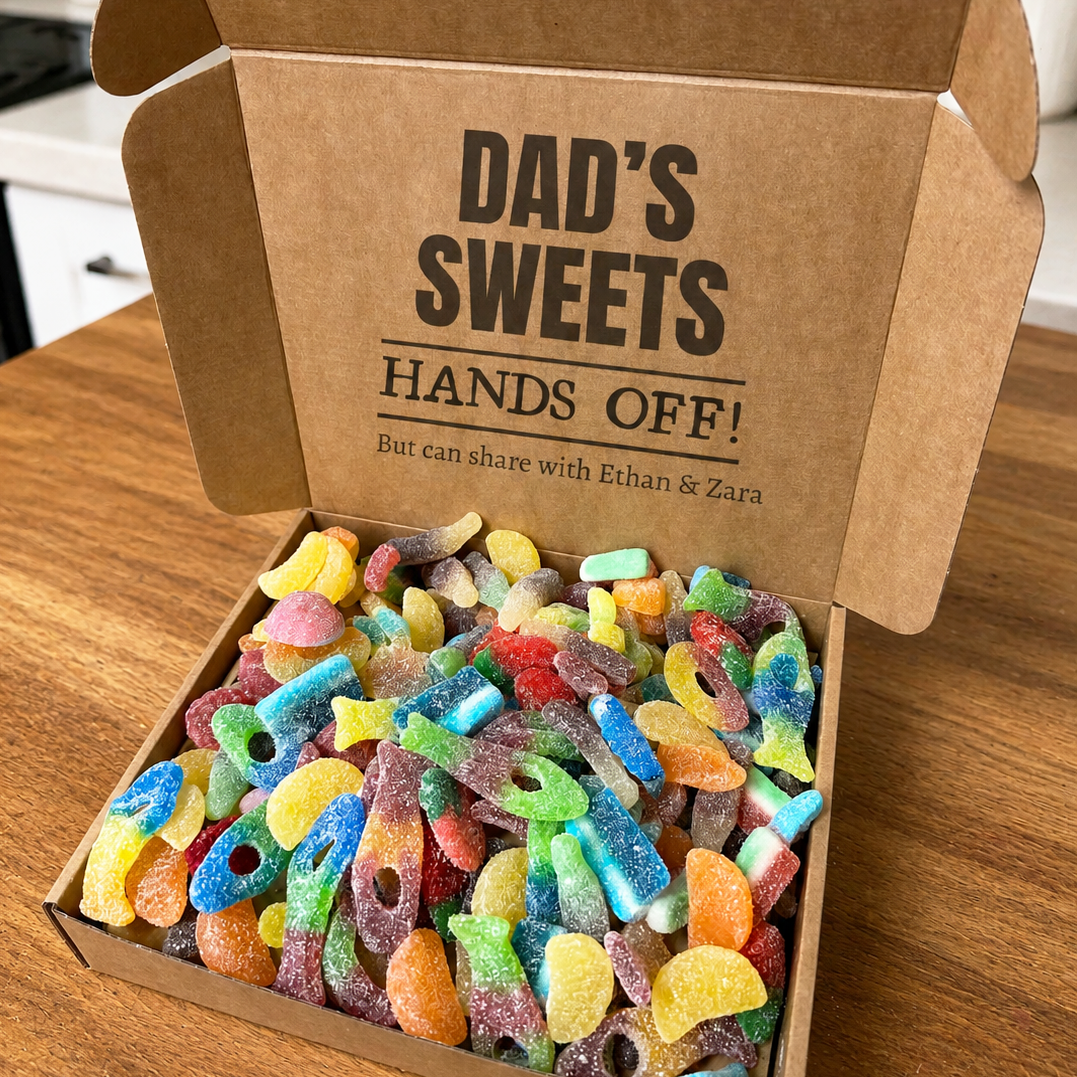 PERSONALISED Dad's Sweets Hands Off - Sweet Box - Choice of Sweets
