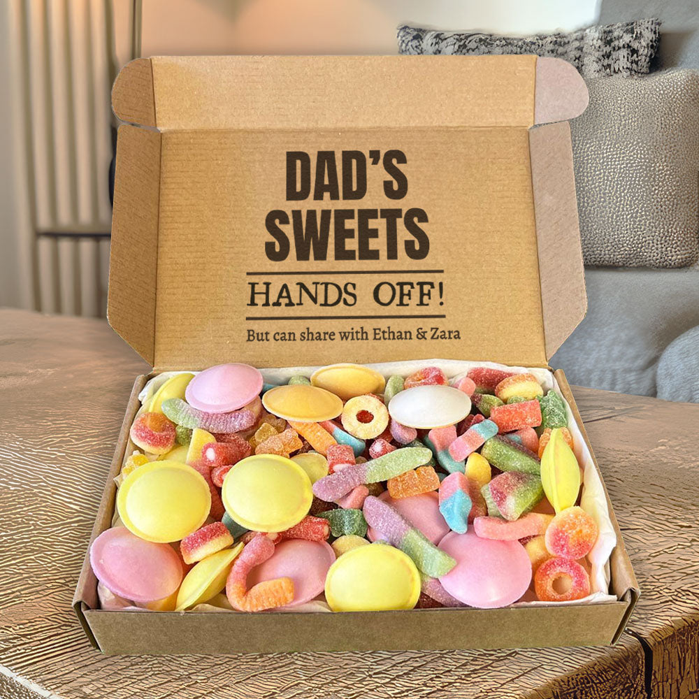 PERSONALISED Dad's Sweets Hands Off - Jelly & Fizzy Sweet Box