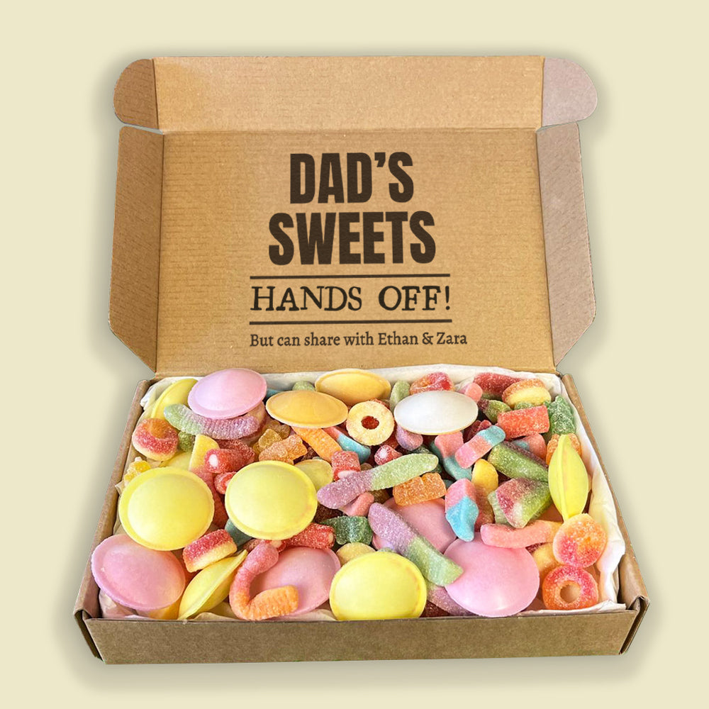 PERSONALISED Dad's Sweets Hands Off - Jelly & Fizzy Sweet Box
