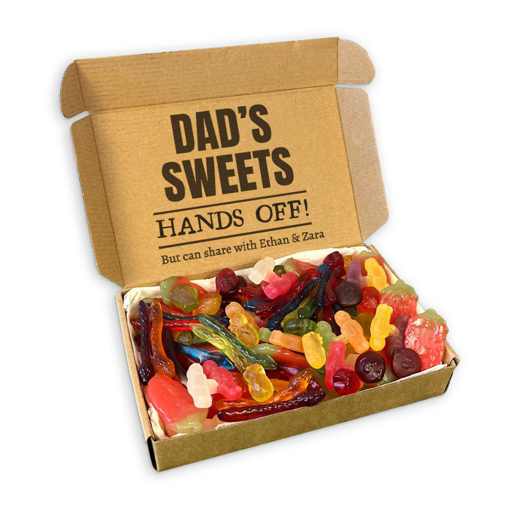 PERSONALISED Dad's Sweets Hands Off - Jelly & Fizzy Sweet Box