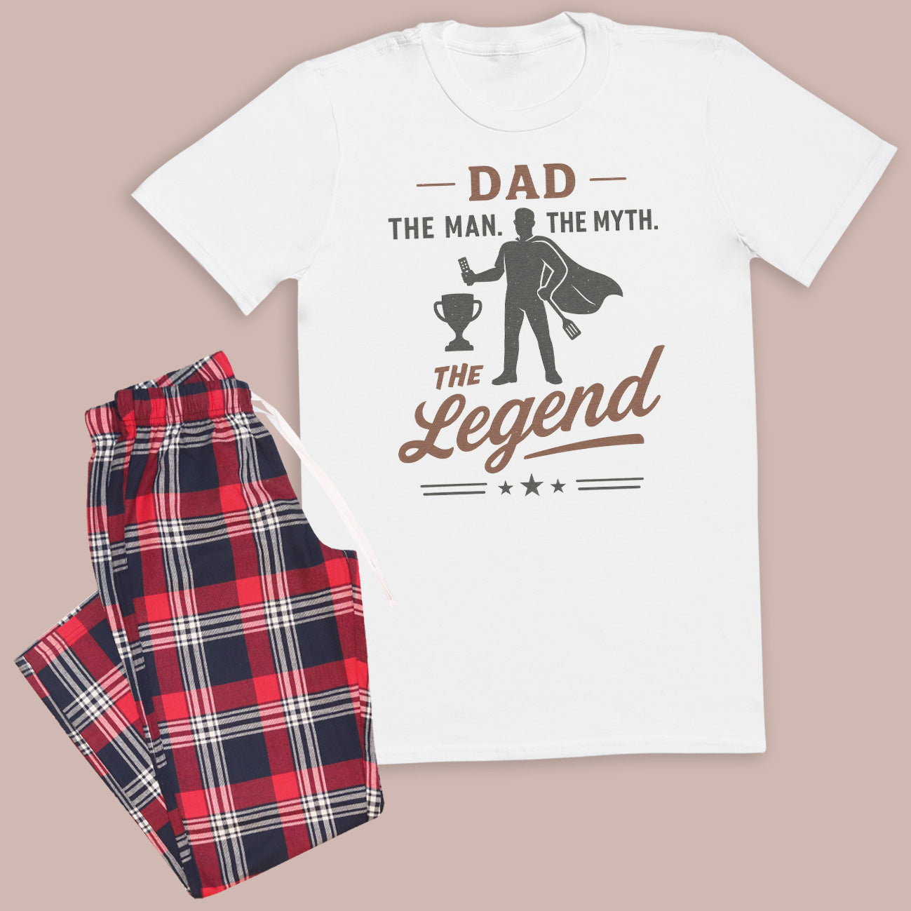 Dad The Man The Myth The Legend - Pyjamas - Top & Tartan PJ Bottoms - Dad Pyjamas