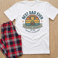 PERSONALISED Best Dad Ever EST. - Pyjamas - Top & Tartan PJ Bottoms - Dad Pyjamas
