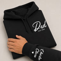 PERSONALISED Dad, Papa or Daddy Breast Pocket Design Est & Sleeve Name Print - Dad Sweater & Hoodie