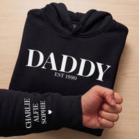 PERSONALISED Dad, Papa or Daddy Design Est & Sleeve Name Print - Dad Sweater & Hoodie
