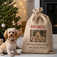 Personalisierte Weihnachtsgeschenke mit Foto und Namen von Santa Paws – Weihnachtssack