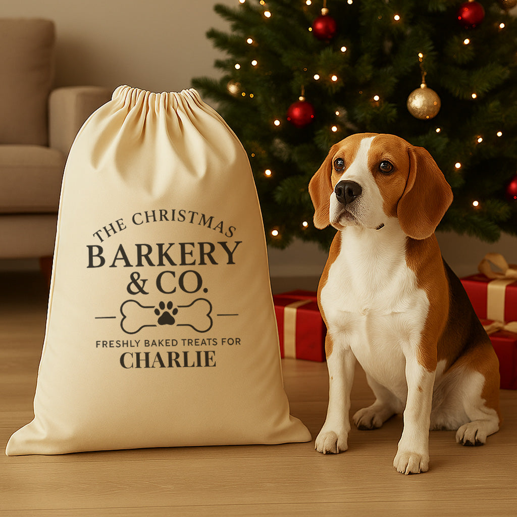 PERSONALISED The Christmas Barkery - Christmas Eve Dog Santa Sack