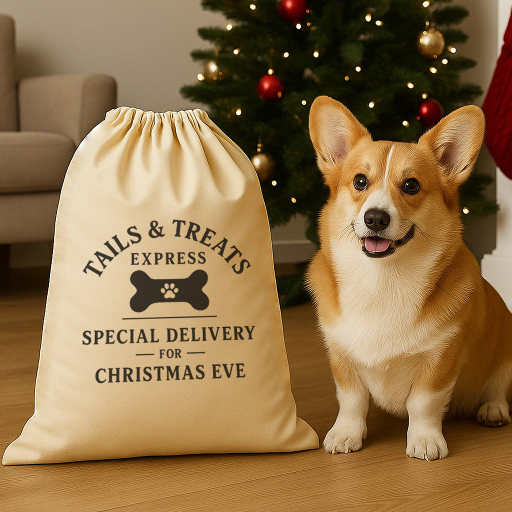 Tails & Treats Express - Special Delivery - Christmas Eve Dog Santa Sack