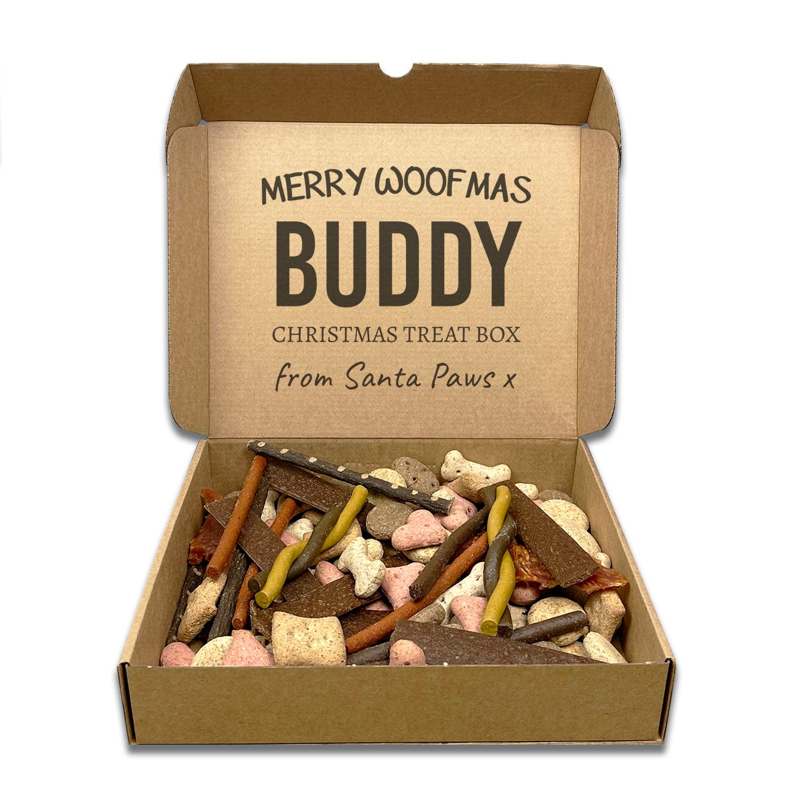 PERSONALISED Merry Woofmas Christmas Treat Box - Dog Christmas Treat Box