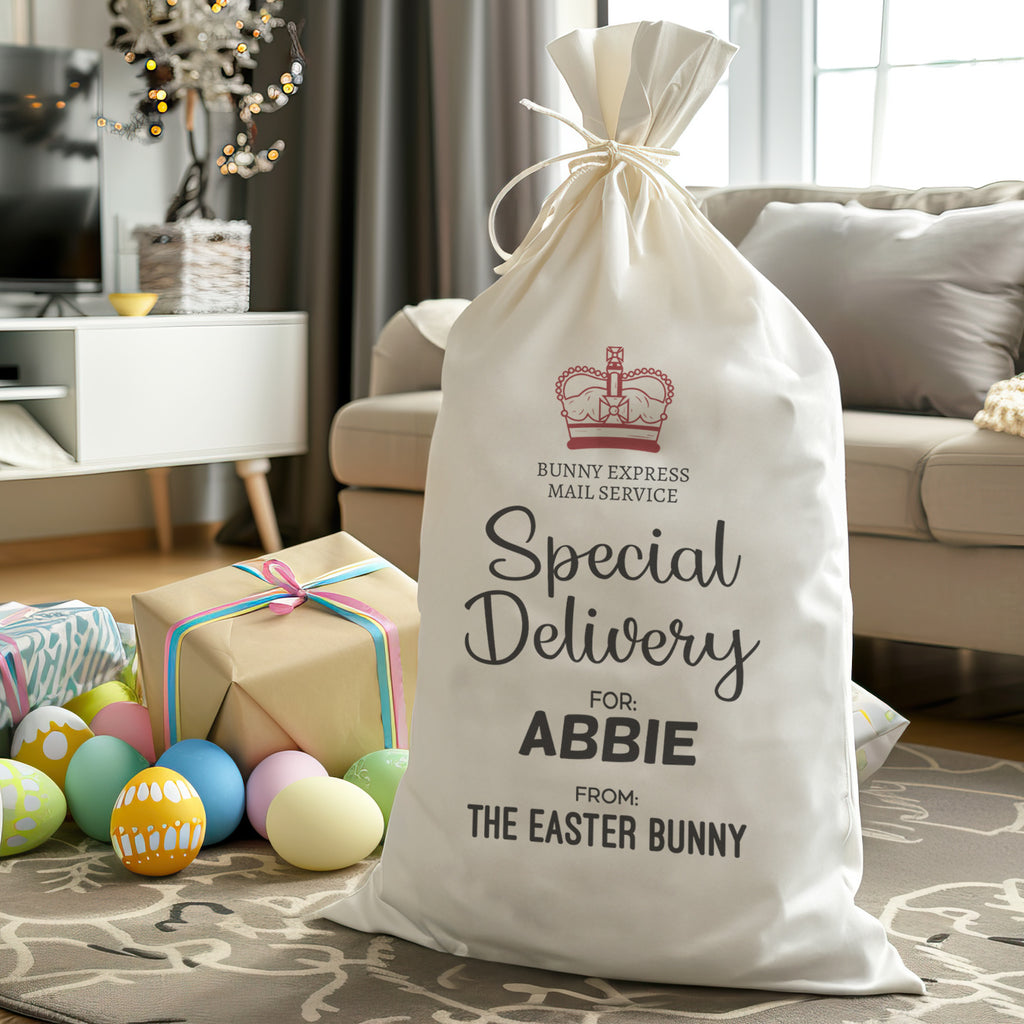 PERSONALISED Special Delivery Bunny Express - Easter Gift Sack