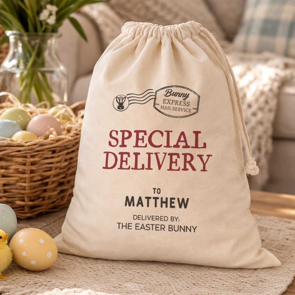 PERSONALISED Bunny Express Mail Service - Easter Gift Sack
