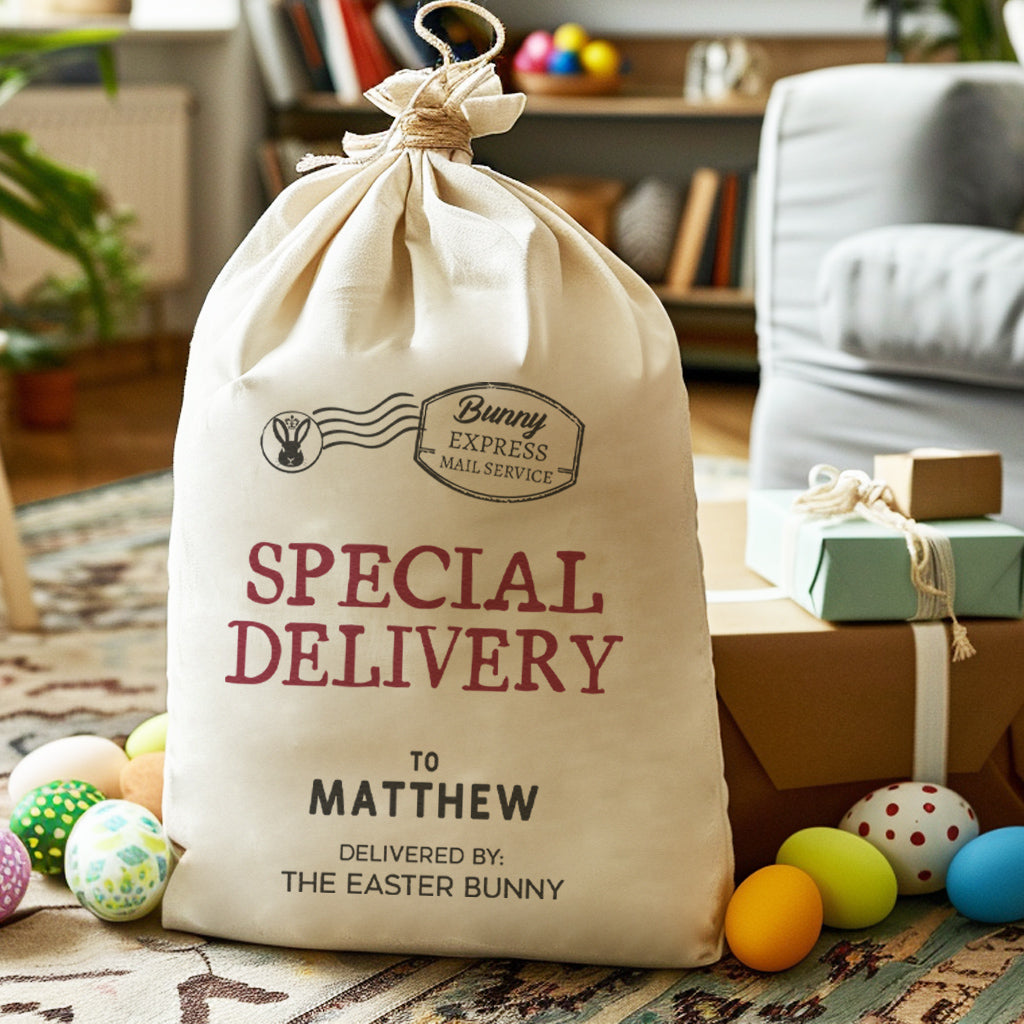 PERSONALISED Bunny Express Mail Service - Easter Gift Sack