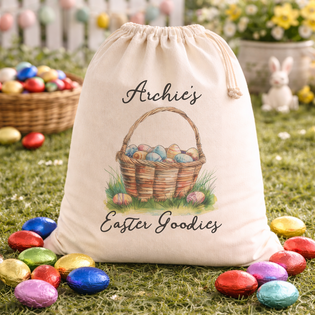 PERSONALISED Easter Goodies & Name - Easter Gift Sack