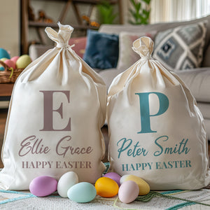 PERSONALISED Full Name & Happy Easter - Easter Gift Sack