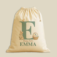 PERSONALISED Happy Easter Initial & Name - Bunny Basket & Chick - Easter Gift