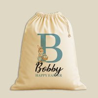 PERSONALISED Happy Easter Blue Initial & Name - Scripted Name in Black - Easter Gift