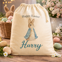 PERSONALISED Name & Blue Coat Bunny - Easter Gift