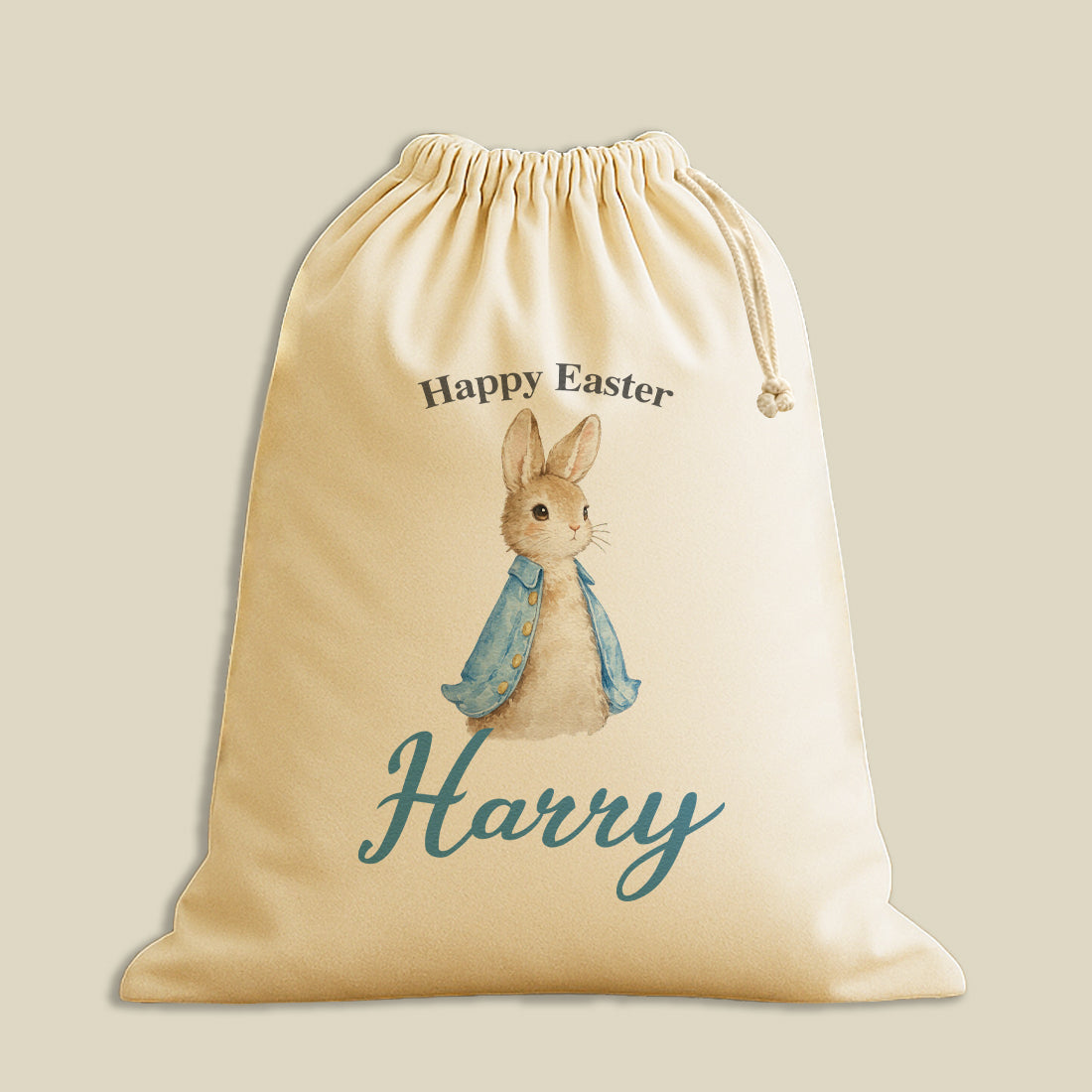 PERSONALISED Name & Blue Coat Bunny - Easter Gift