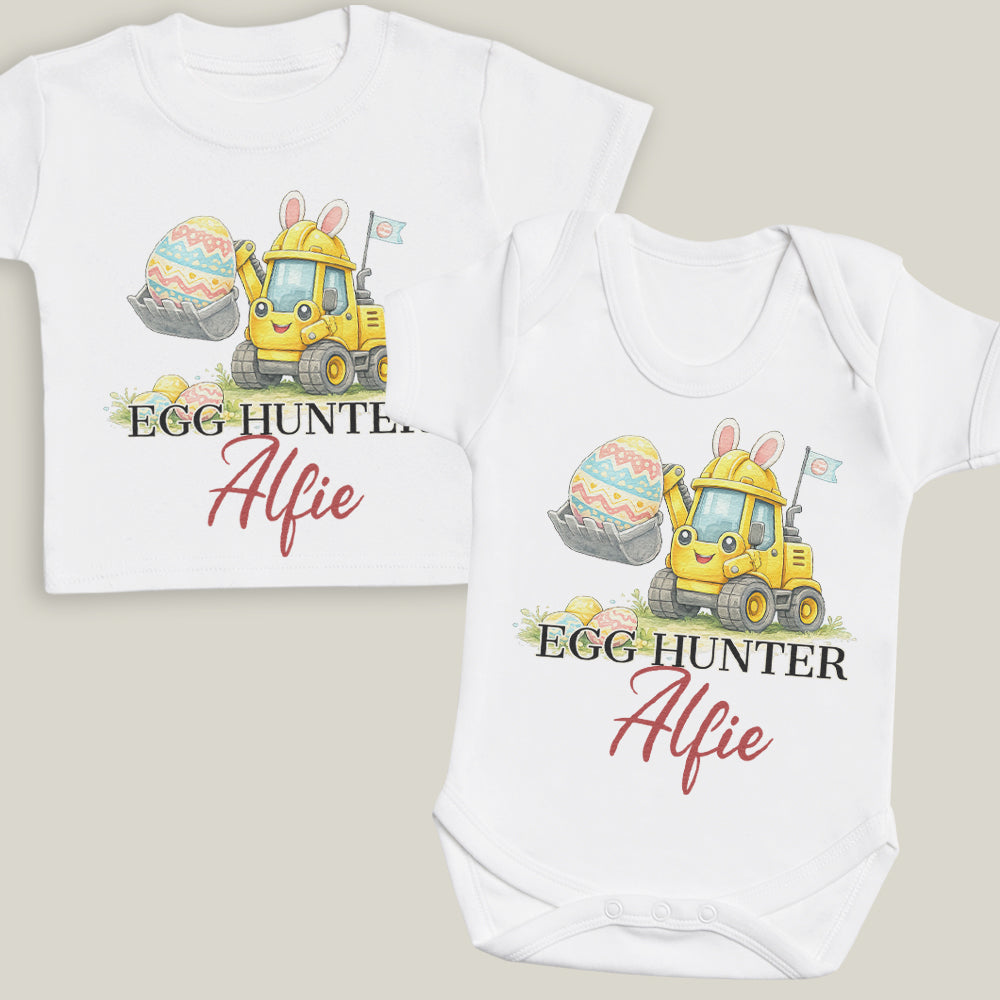 PERSONALISED Name Egg Hunter - T-Shirt & Baby Bodysuit