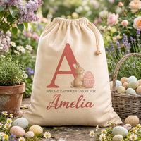 PERSONALISED Initial & Name - Bunny & Pink Egg - Easter Gift
