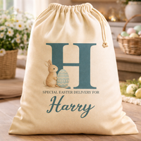 PERSONALISED Initial & Name - Bunny & Blue Egg - Easter Gift