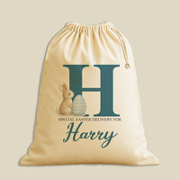 PERSONALISED Initial & Name - Bunny & Blue Egg - Easter Gift