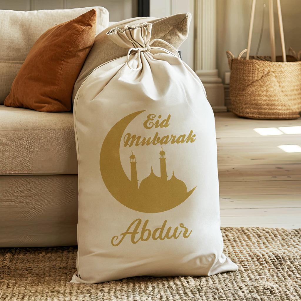 PERSONALISED Eid Mubarak Sack Gold Design - Eid Sack